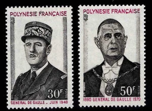 Polinesia Francesa Scott 270-271 De Gaulle MNH** Juego de 1971 - Imagen 1 de 1