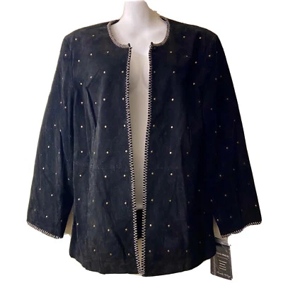 Chaqueta de Gamuza Pamela McCoy 2X MOB WOMAN Corte Láser y Tachuelas Costura de Borde Foto 1 de 4