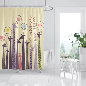 3D Nette Giraffe 9 Duschvorhang Wasserdicht Faser Bad Daheim Window Toilette DE - Picture 1 of 3