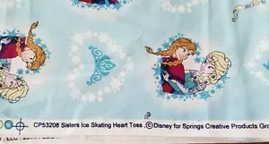 FROZEN - Sisters Ice Skating Heart Toss - DISNEY - 2 yds - Anna Elsa on Blue HTF - Picture 1 of 4