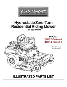 Cub Cadet Zero Turn Z-Force 44 & 50 Parts Manual - Picture 1 of 2