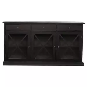 Home Decorators Buffet Table 62" Drawers Adjustable Shelves Glass Doors Black - Picture 1 of 7