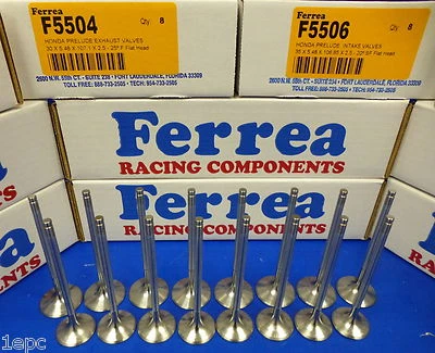 Ferrea 5000 Valves Set Flat Honda Prelude 2.2L DOHC VTEC H22 H22A H22A1 H22A4 - Image 1 of 4