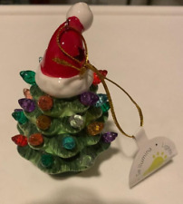 Evergreen 4" LED Ceramic Christmas Tree Ornament with Hat NEW