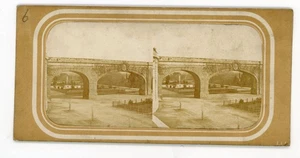 Viktorianische Stereoview frühe französische Eisenbahnbrücke aus dem 19. Jahrhundert - Bild 1 von 2