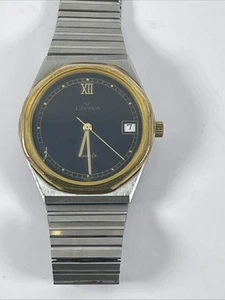 Reloj Pulsera Lavina Vintage Acero Inoxidable Tono Plateado y Dorado Cara Negra No Funciona - Imagen 1 de 10