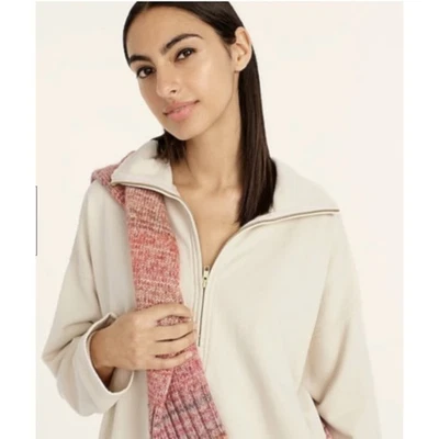 Sudadera túnica larga media cremallera J Crew University para mujer pequeña beige Foto 1 de 4