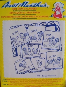 Tía Marthas 3305 BARNYARD ROMANCE Bordado Transferencia Patrón Pollo Día de Semana - Imagen 1 de 2