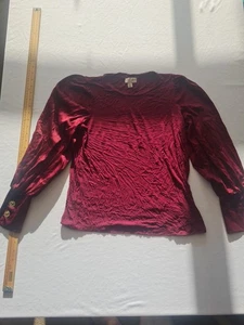 Ladies Top Blouse Love & Roses Size 10 Long Sleeve Red 31269 - Picture 1 of 16