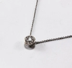 COLLANA PENDENTE ROBERTO COIN ORO BIANCO 18 KT DIAMANTI A GRAPPOLO SCIVOLO - Foto 1 di 7