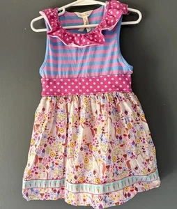 Matilda Jane Girls Sz 6 Brilliant Daydream Lovely Unicorn Tunic Dress Stripe Dot - Picture 1 of 11