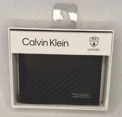 NEW Calvin Klein Men’s Slimfold Carbon Fiber Textured Wallet w/ RFID Protection - Image 1 of 4