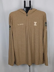 Fighting Illini Long Sleeve Shirt Large Military OHT USA Flag Colosseum Brown - Picture 1 of 9