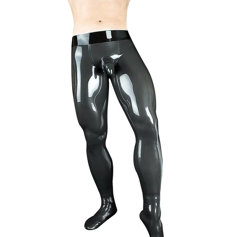 Мужские латексные резиновые леггинсы с носками и двумя ножнами жевательные брюки 0,4 мм - Изображение 1 из 4