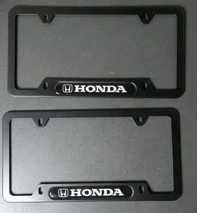 2x HONDA LOGO Black Metal Stainless Steel License Plate Frame Holder NEW - Imagen 1 de 5