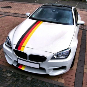Tricolor Racing Stripe Car Hood Sticker For BMW Vinyl Germany Flag Bonnet Decal - Picture 1 of 15