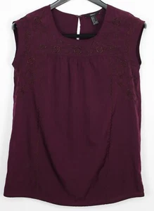 FOREVER 21 Small Damen Top Flügelärmel bestickt Rosenmuster Deep Merlot - Bild 1 von 3