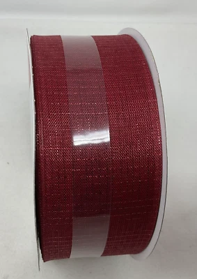 Red Burlap Wired Ribbon JumboCrafting 2.5”X 80' Celebrate It - Image 1 of 3