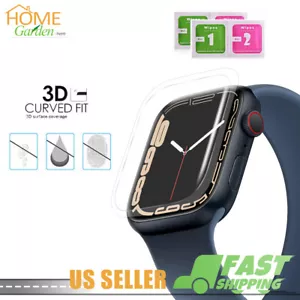 For Apple Watch Series 8 7 41/45MM 3D Edge Tempered Glass Full Screen Protector  - Picture 1 of 8