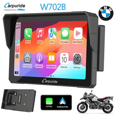Carpuride W702B Wireless Carplay GPS Motoclcy Android Auto Touchscreen BMW Moto - Immagine 1 di 4