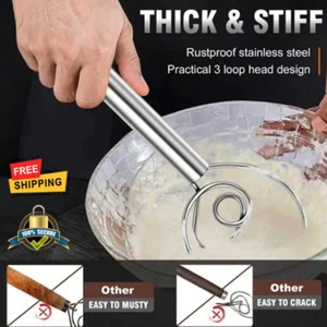 1 pc Stainless Steel Danish Dough Mixer Handheld Bread Whisk for Baking, Cooking - Picture 1 of 9