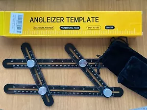 Angleizer Template Tool Multi Angle Measuring Ruler Angle-izer Black Metal - Picture 1 of 3