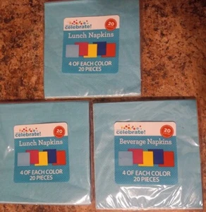 60 Total Lunch Beverage Napkins Variety of Colors for Work, Birthday, or Partys - Picture 1 of 4
