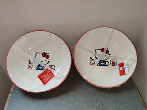 4 Pc Set Hello Kitty Milk & Fish 9” Ceramic Bowls Sanrio-46 Ounces New - Picture 1 of 6