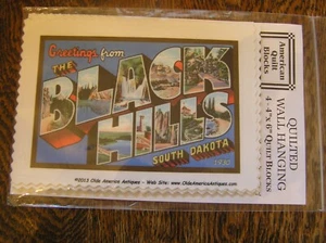 Quilted Wall Hanging 4~4x6" Cotton  QUILT BLOCKS~~BLACK HILLS, South Dakota~~NIP - Picture 1 of 3
