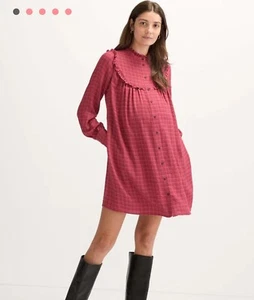 Neu mit Etikett Hatch Viskose Mischung The Vera Mini-Knopfkleid vorne in rot kariert Größe 4 XL - Bild 1 von 7