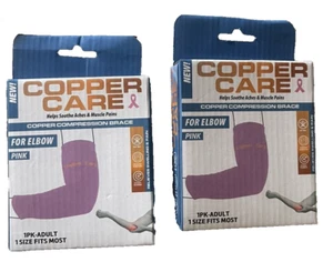 Copper Care Compression Elbow Brace/ Pink Adult 2 X 1 In Pack, 1 Size Fits Most - Picture 1 of 2
