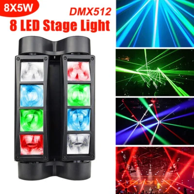 80W 8 LED Araña Cabezal Móvil Escenario Iluminación Rayo DMX Disco Fiesta DJ Luz RGBW Foto 1 de 4