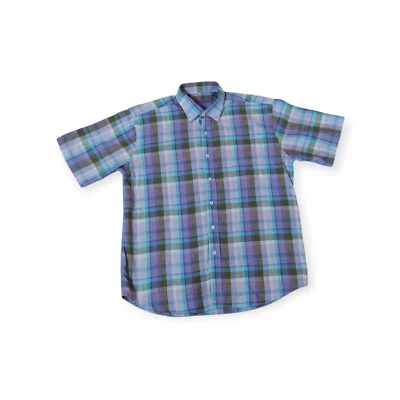 Alan Flusser Mens Shirt Purple Multicolor Button Down Short Sleeve 100% Cotton L - Image 1 of 4