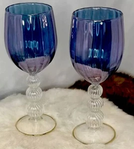 LADOUBLEJ Set Of two Murano Like Wine Glass - Picture 1 of 6