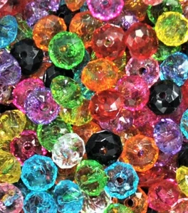 wholesale translucent acrylic beads, faceted rondel, 5 x 8 mm, 11 colours - Picture 1 of 22