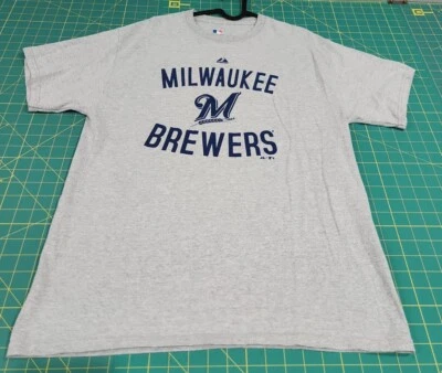 Milwaukee Brewers Gray MLB Baseball T SHIRT Mens Size Large L Genuine Majestics - Image 1 of 4