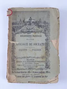Vtg Platon Apologie De Socrate Criton Phedon 1902 Paris Book Classic - Picture 1 of 4