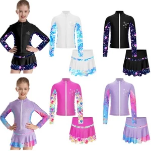 Kids Girl's Top And Skirts Stylish Sport Suits Snowflake Sweatshirt With Skirt - Picture 1 of 47