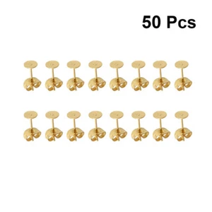 25 Pair Ear Plug Needle Accessories Earrings Posts Flat Pad Plugs - Picture 1 of 12