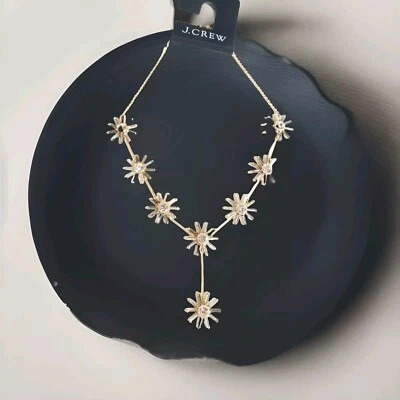 Collar J.Crew Colorblock Cristal Flor en Latón Negro Diamante Chapado en Oro Nuevo con Etiquetas Foto 1 de 4