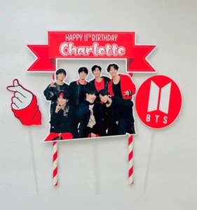 Personalized BTS Theme Cake Topper - Picture 1 of 3