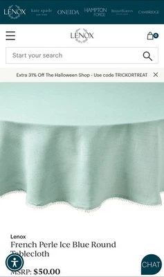 Lenox French Perle Ice Blue 70" Round Tablecloth - Image 1 of 2