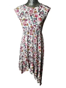 Mia Joy Dress Pink Floral Print Asymmetrical  Ruffle Girls 10 Boho Prairie - Picture 1 of 5