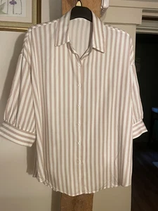 Brandneu ohne Etikett Smart Coffee/weiß weich fallendes gestreiftes Hemd 20/22 XL - Bild 1 von 3
