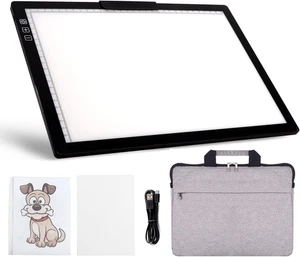 Wiederaufladbares A4 LED Lichtpad mit gepolstertem Etui, Tracing Light Box mit Riser Ständer - Bild 1 von 11