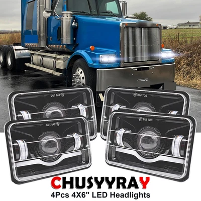 Faros LED Fit 2002-2022 para Western Star 4900SA 4900SB más brillantes 4 piezas 4x6" Foto 1 de 4