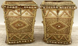 2er Set Bombay Kerzenhalter & Kerzen Gold & Rosa Perlen Made In India - Bild 1 von 15