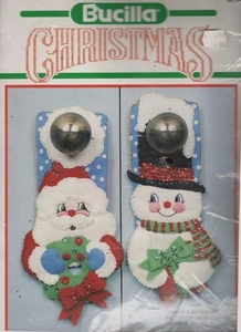 Bucilla SANTA & SNOWMAN Felt & Sequin Door Knob Covers Christmas Kit #82756 - Bild 1 von 2