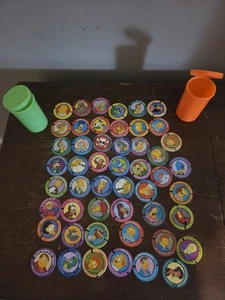 The Simpsons 1994 Pogs Set Of 50 Skybox Skycaps With Containers - Picture 1 of 6