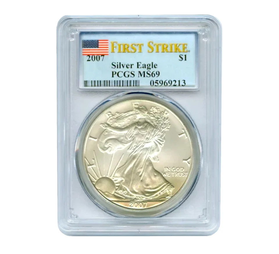 American Silver Eagle 2007 $1 MS69 PCGS - First Strike Foto 1 de 1